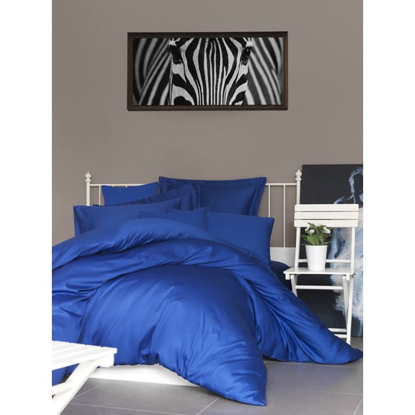 Biancheria da letto singola in cotone sateen blu scuro 140x200 cm - Mijolnir