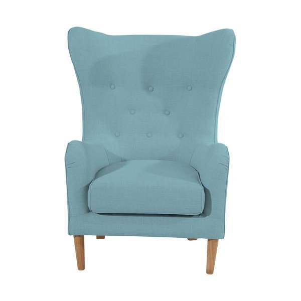 Poltrona in lino con orecchie blu chiaro Miriam - Max Winzer-image-2