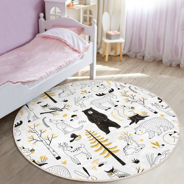 Tappeto per bambini giallo e bianco ø 100 cm Comfort - Mila Home-image-2