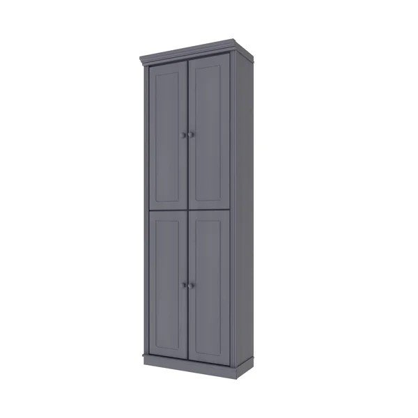 Armadietto grigio in pino massiccio 74x223x37 cm Anita – Støraa-image-4