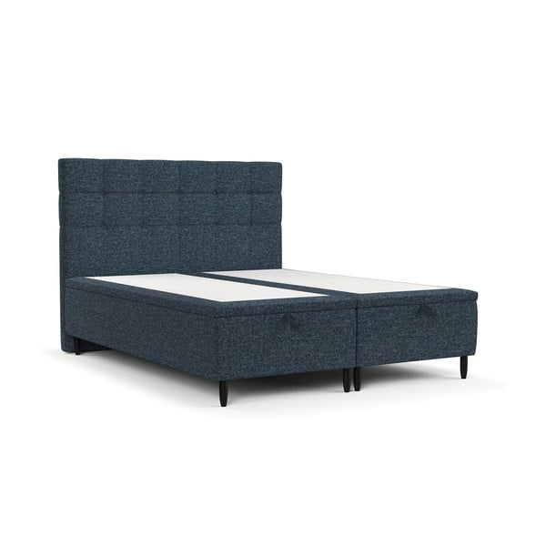 Letto matrimoniale imbottito blu scuro con contenitore 180x200 cm Senses - Maison de Rêve