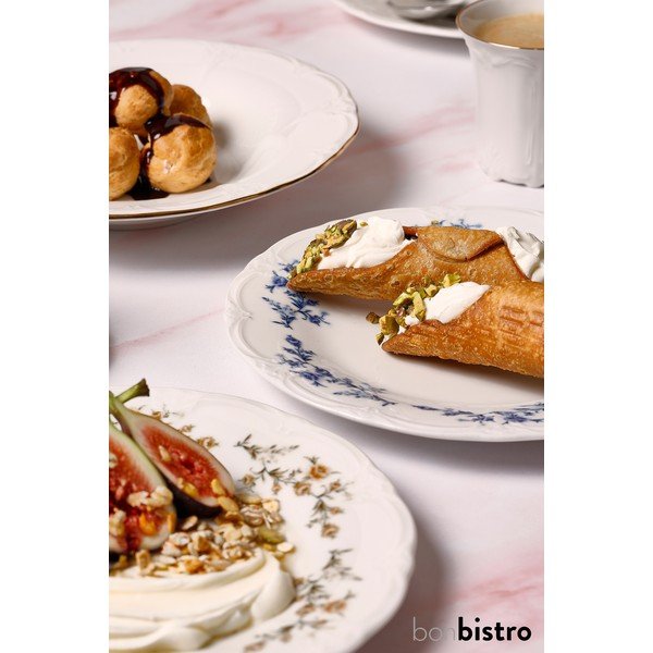 Piatto da dolce bianco/blu in porcellana ø 16 cm Retro – BonBistro-image-3