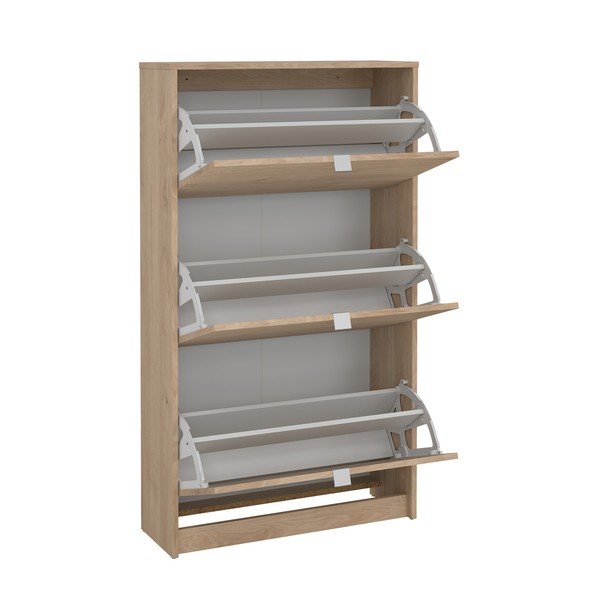 Scarpiera di colore naturale con effetto rovere con ante ribaltabili 70x124x24 cm Shoes – Tvilum-image-2