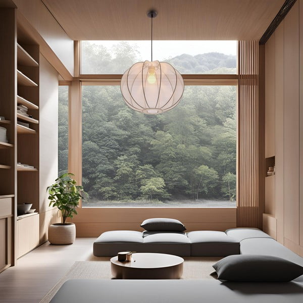 Lampadario bianco con paralume in tessuto ø 52 cm Mellow – Candellux Lighting-image-4