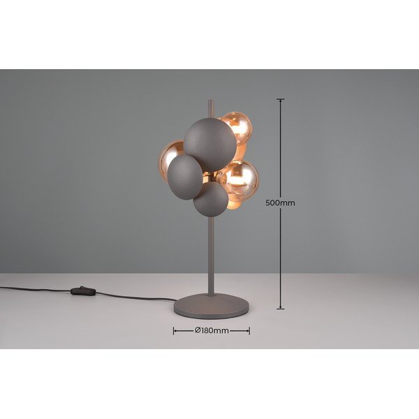 Lampada da tavolo con paralume in vetro grigio-oro (altezza 50 cm) Bubble - Trio Select-image-3