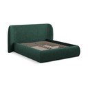 Letto matrimoniale imbottito verde scuro con contenitore a griglia 180x200 cm Hauke - Makamii