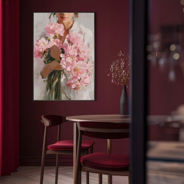 Dipinto stampato con cornice inclusa/dipinto su tela 70x100 cm Floral Embrace – Styler-image-3