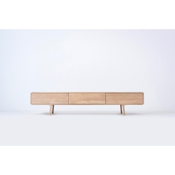 Cassettiera TV in rovere massiccio con 3 cassetti Fawn - Gazzda-image-3