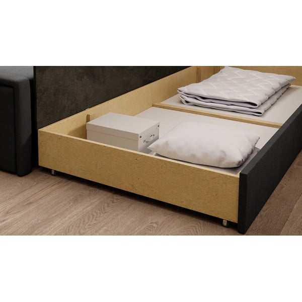 Divano grigio scuro allungabile/con contenitore e rivestimento in ciniglia 214 cm Fulgeo – ELTAP-image-4