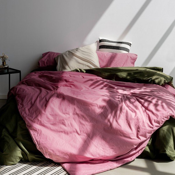 Copripiumino in cotone rosa scuro per letto matrimoniale 200x200 cm Basic - Happy Friday-image-1