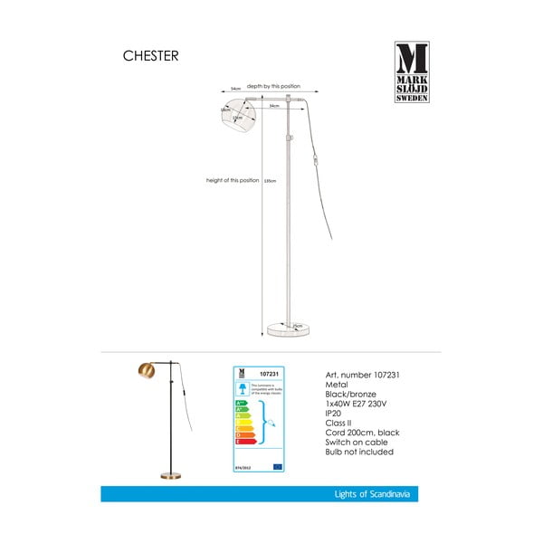 Lampada a stelo nera e bronzo Chester - Markslöjd-image-2