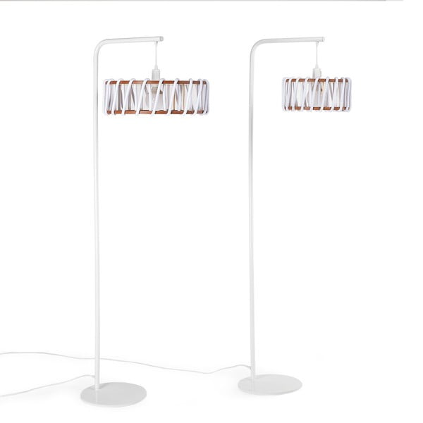 Lampada da terra con struttura bianca e grande paralume bianco Macaron - EMKO-image-4