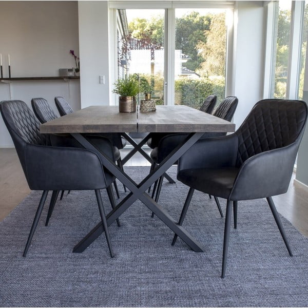 Set di sedie da pranzo grigio scuro in imbottito con braccioli 2 pz Harbo – House Nordic-image-1