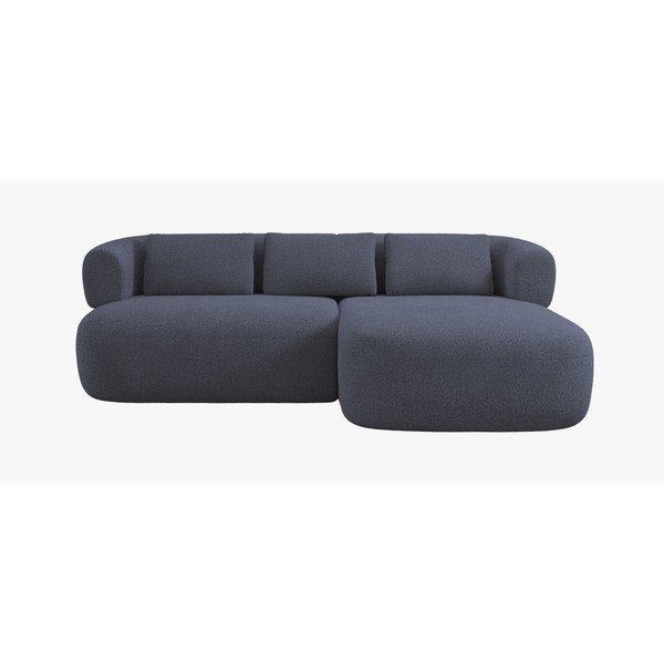Divano angolare blu scuro (con penisola a destra/con chaise lounge) con rivestimento in bouclé Jenny – Micadoni -image-1
