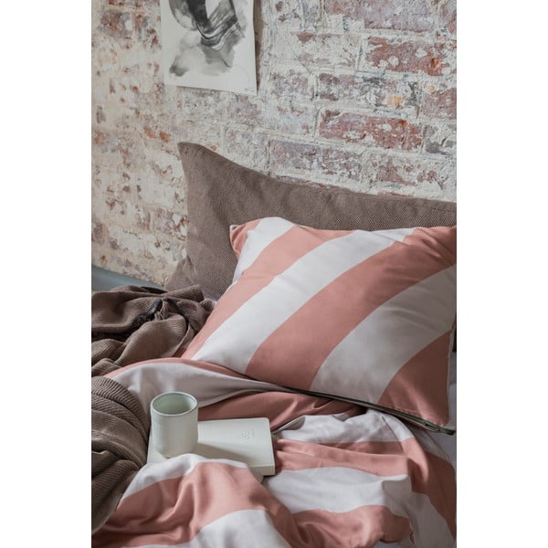 Lenzuolo singolo in cotone satin color beige-mattone 140x200 cm Diagonal - Mette Ditmer Denmark-image-1