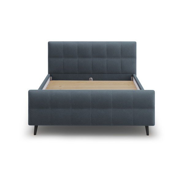 Letto matrimoniale imbottito blu/grigio con griglia 180x200 cm Gigi - Micadoni Home-image-1