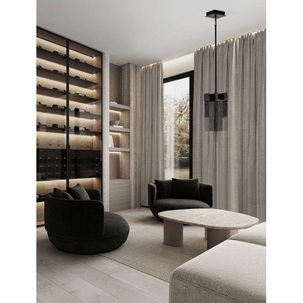 Lampadario LED nero opaco in acciaio con intensità regolabile Revια – Nova Luce-image-1