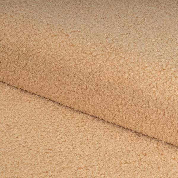 Poggiapiedi marrone chiaro con rivestimento in bouclé Folding – Casa Selección-image-1