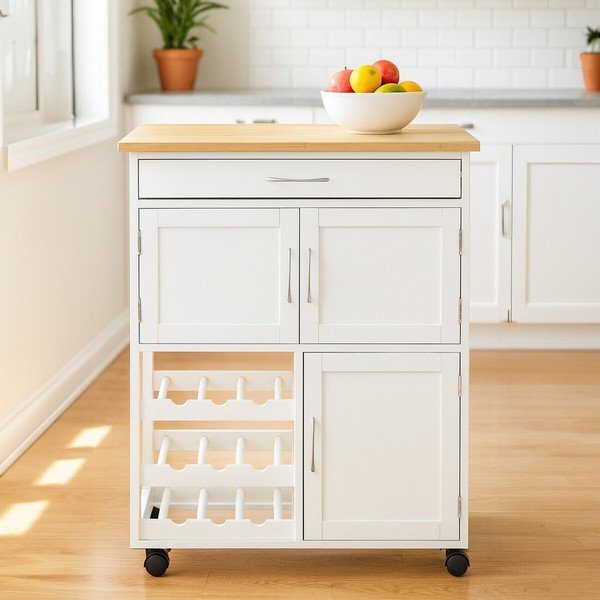 Tavolino da servizio in bambù su ruote 37x67 cm Harlow – Premier Housewares-image-1