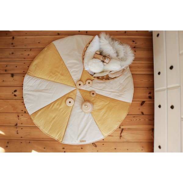 Coperta per bambini gialla e beige Honey Circus - Moi Mili-image-3