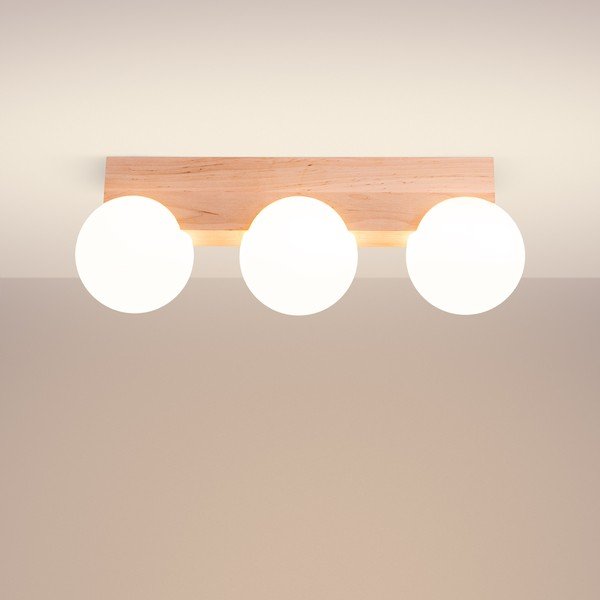 Plafoniera bianca/di colore naturale con paralume in vetro ø 12 cm Solum – Sollux-image-2