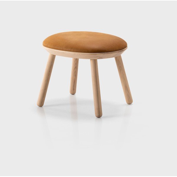 Pouf in pelle marrone cognac Naïve - EMKO-image-1