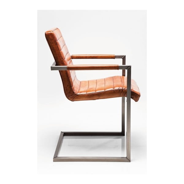 Sedia in pelle marrone con braccioli Cantilever Riffle Buffalo - Kare Design-image-1