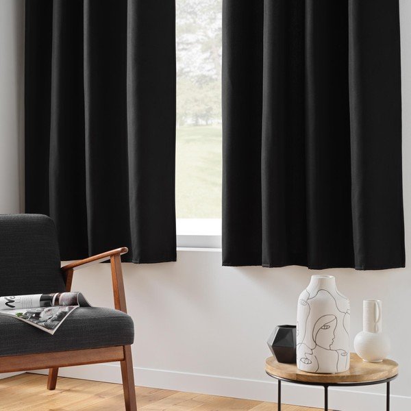Tenda termoisolante/parzialmente oscurante nera in microfibra 135x180 cm Micropolar – douceur d'intérieur-image-1