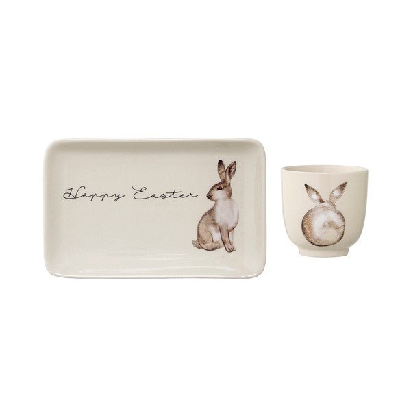 Set kameninového šálku a talířku Bloomingville Bunny