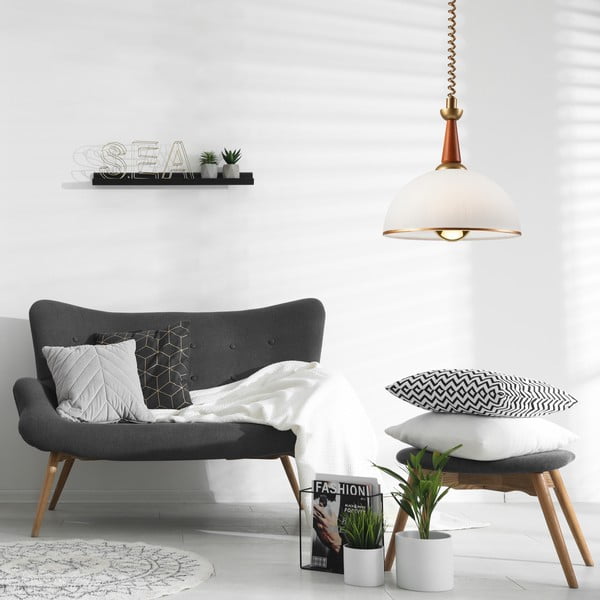 Lampadario di colore marrone-oro con paralume in vetro ø 30 cm Ciara - LAMKUR-image-2