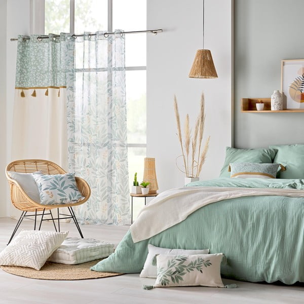 Set copripiumino e federa verde chiaro in mussola per letto matrimoniale/per letto esteso 240x220 cm Angelia – douceur d'intérieur-image-2