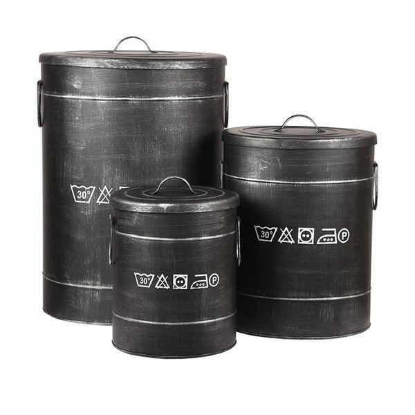 Cesto portabiancheria in metallo nero , ⌀ 40 cm - LABEL51-image-2