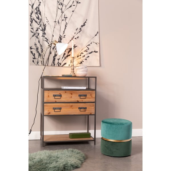 Poggiapiedi verde/turchese con rivestimento in velluto Bubbly – White Label-image-1