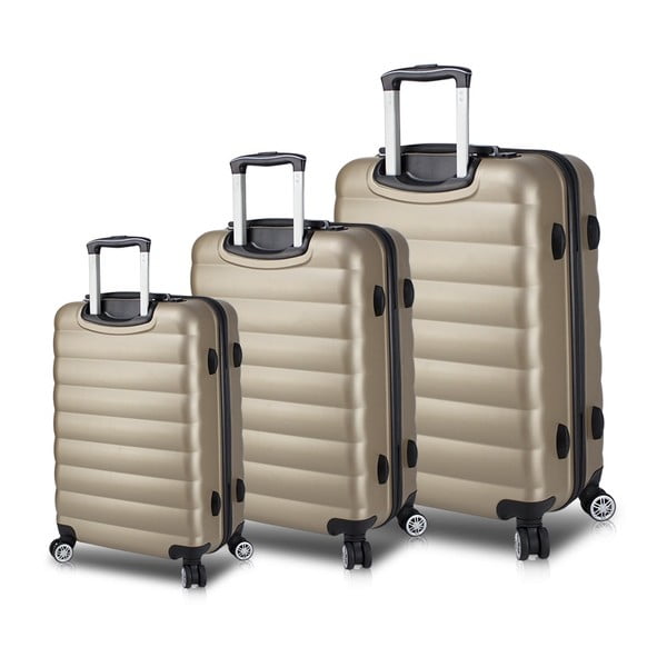 My Valice RESSO Travel Set di 3 valigie a rotelle con porte USB in oro - Myvalice