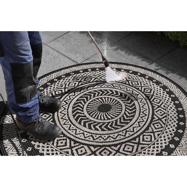 Tappeto per esterni nero e grigio Rotondo, ø 120 cm - Ragami-image-4