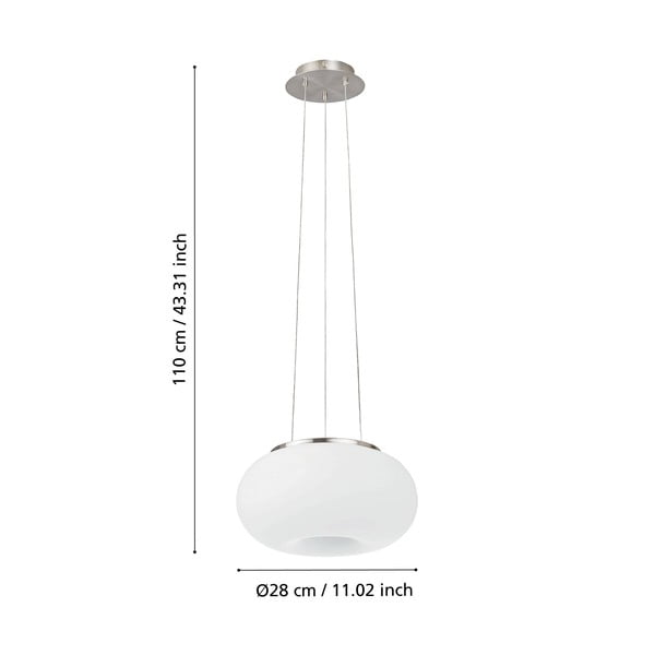 Lampadario bianco/argentato con paralume in vetro ø 28 cm OPTICA – EGLO-image-2