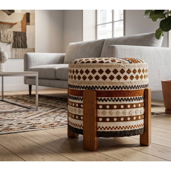 Poggiapiedi marrone/beige Ethnic  – Mauro Ferretti-image-1