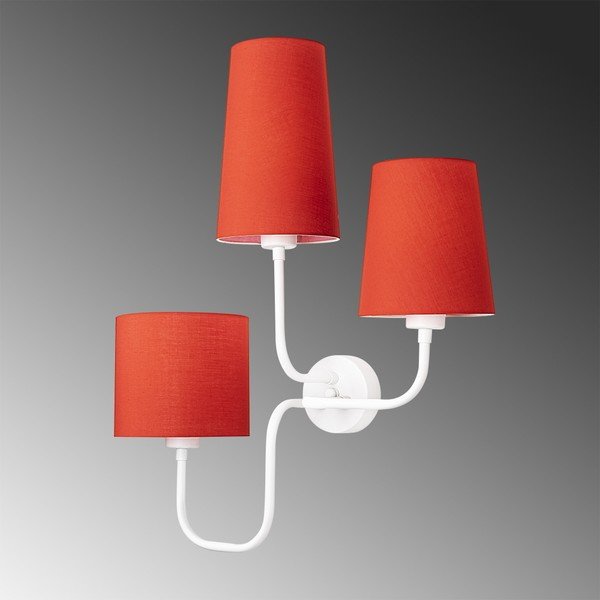 Lampada da parete in metallo bianco con paralumi rossi Opviq luci Eleni - Opviq lights-image-4