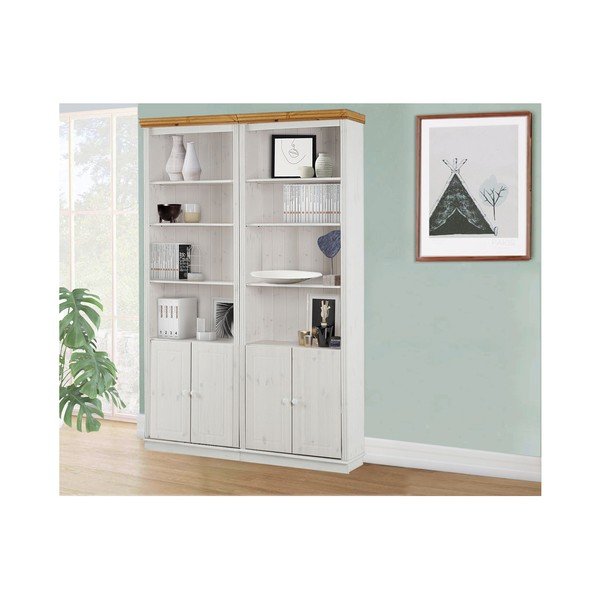 Libreria in legno di pino bianco 148x223 cm Anita - Støraa-image-1