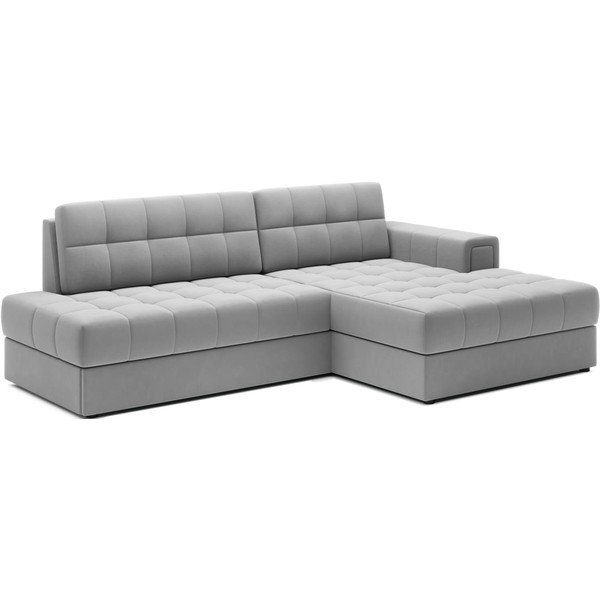 Divano angolare grigio allungabile (con penisola a destra/con chaise lounge) con rivestimento in velluto Blezalt – ELTAP-image-2