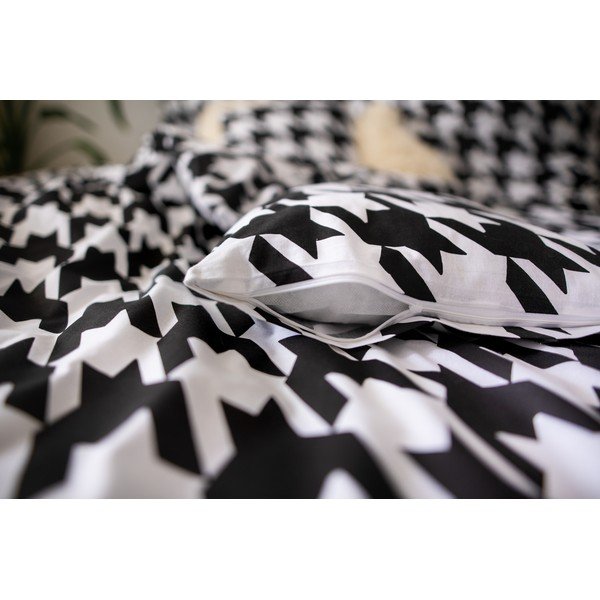 Biancheria da letto singola in cotone bianco e nero Dita, 140 x 200 cm Trek - Cotton House-image-3