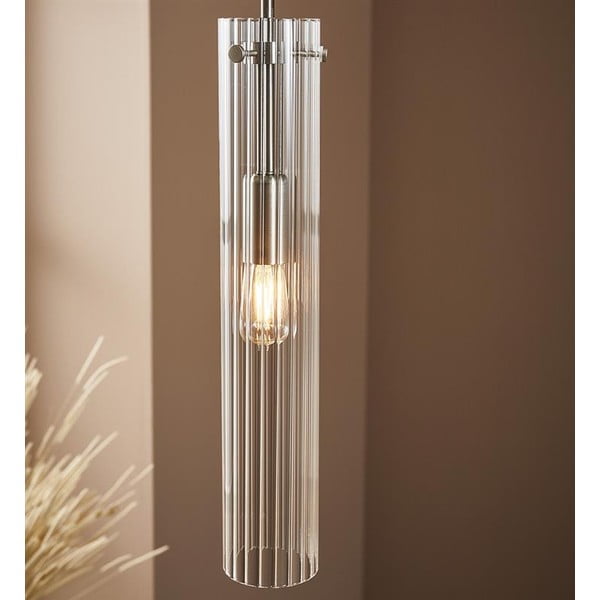 Lampadario argentato con paralume in vetro Tubo – Markslöjd-image-2