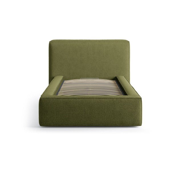 Letto singolo imbottito verde con contenitore con rete inclusa 90x200 cm Jodie – Micadoni -image-3