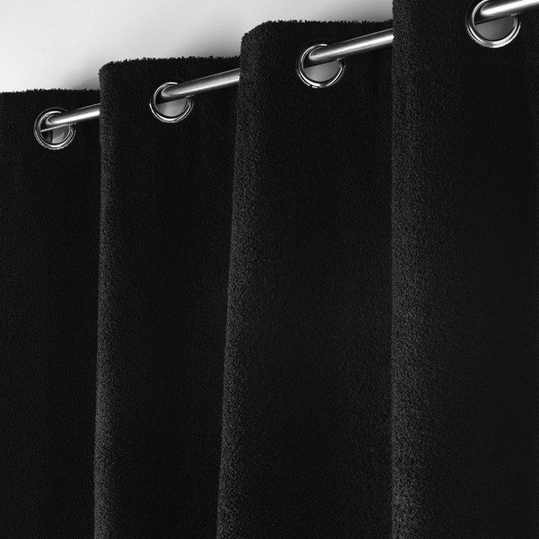 Tenda bouclé nera 140x240 cm Wooly - douceur d'intérieur-image-1