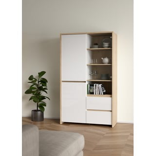 Vetrina bianca e di colore naturale con effetto rovere 100x170x48 cm Next – Tvilum