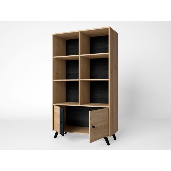 Libreria nera in rovere 92x160 cm Natura - Marckeric-image-1