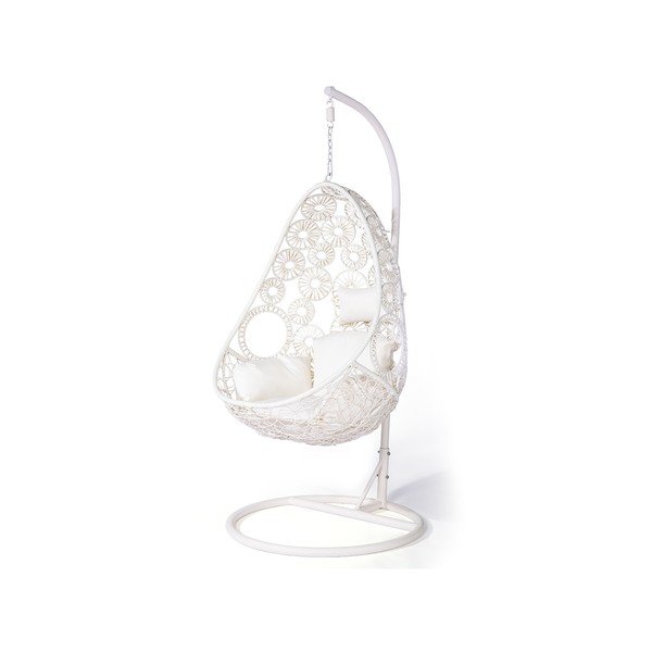 Poltrona sospesa bianco crema in rattan artificiale Palma - Le Bonom