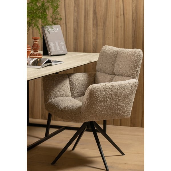 Sedia da pranzo beige in imbottito Vinny – WOOOD-image-1