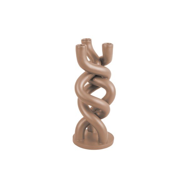 Portacandele in ceramica beige per tre candele Ritorto, altezza 31,4 cm - PT LIVING
