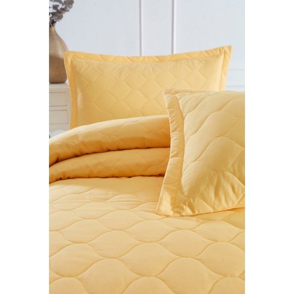 Copriletto giallo con 2 federe in cotone ranzato EnLora Home Fresh, 225 x 240 cm Fresh Color - Mijolnir-image-1
